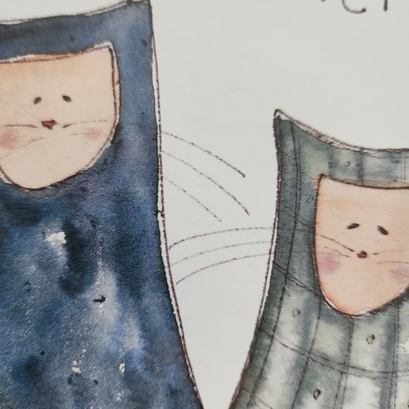 Annette Fish wooden framed print 3 cats "Mom! her whisker is touching me" - Picture 11 of 11